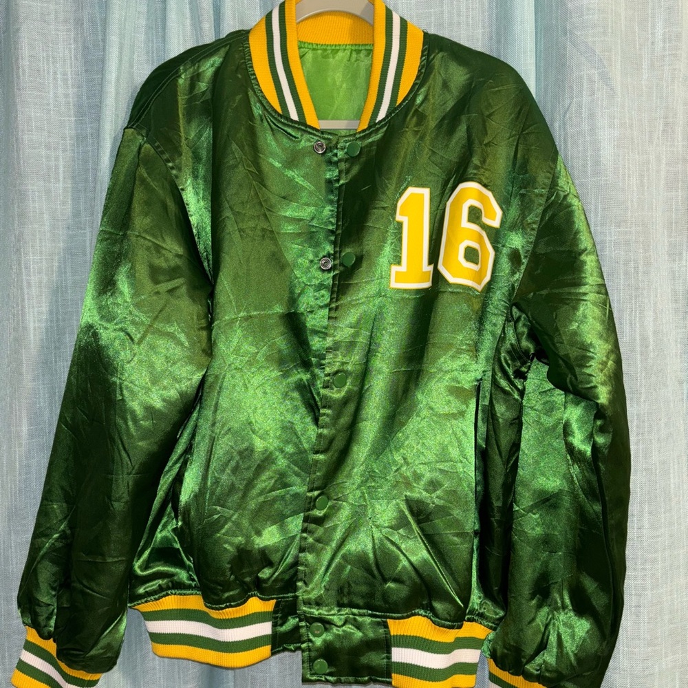 Japanese Brand Green Satin Varsity Jacket